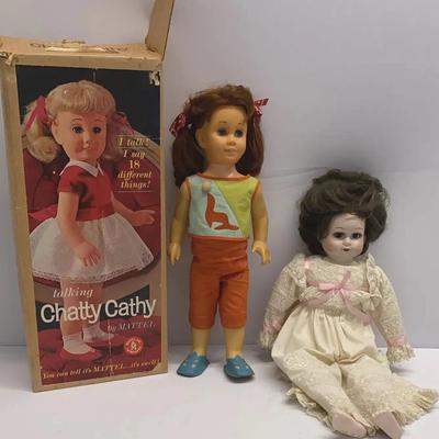 Mattel Chatty Cathy 1960’s Doll with Rare Outfit Original Box and A Ta Chin Doll SEE DESCRIPTION