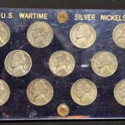 U.S. Wartime Jefferson Silver Nickels Complete Set of 11 1942-1945  +SB