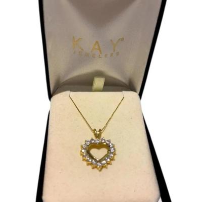 10K Gold Necklace Chain with a Gold-Plated Sterling Silver Heart Shape Pedant SEE DESCRIPTIONS