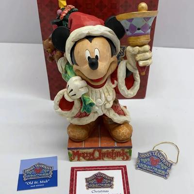 Walt Disney Showcase Jim Shore Mickey’s “Old St. Mick” “ Merry Christmas with Original Box Mint