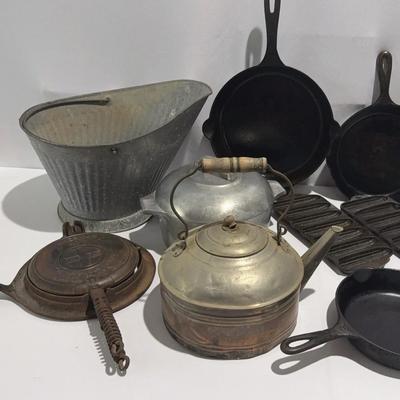 Vintage Cast-Iron Skillets, Corn Bread, Dutch Oven, Waffle Wagner, Griswold and more SEE DESCRIPTION