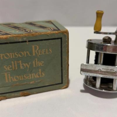 Vintage Early 1930s Bronson No.3600 Gold-Seal Commander Casting Reel First Version with Original Box