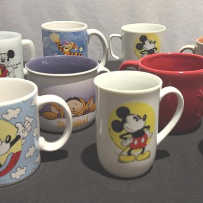 Vintage Walt Disney Coffee Cups Collection - Lot of 11 with Mickey and Minnie Mouse and Friends 