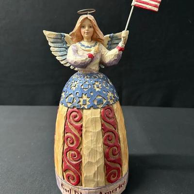 Jim Shore Patriotic Angel Figurine “ God Bless America” No. C117044 SEE DESCRIPTION