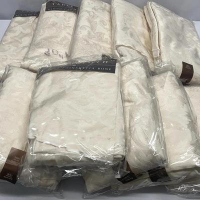 Baroque Poinsettia Bone Cloth Tablecloths ( 3 Rectangles and 8 Rounds) SEE DESCRIPTION