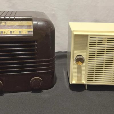 Vintage Tube Radios-Two - 1940s RCA Victor 56X Tube Radio with an Art Deco-Style design and 1950