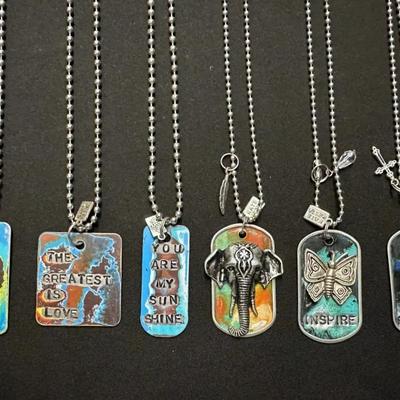 Kate Mesta Military Style Dog Tag Handmade Necklaces Collection of 6  New