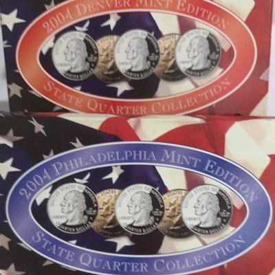 2004 Philadelphia & Denver Sets of Mint Editions State Quarters Brilliant Uncirculated Condition COA