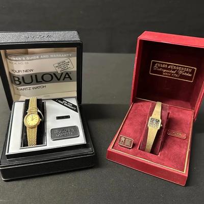 Ladies' Gold-Tone Bulova Quartz and Jules Jurgensen Quartz Watches 
