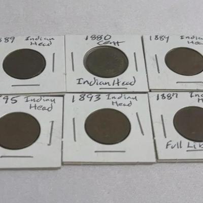Historic 1800s Ten Indian Head Cents 1880, 1884,1887,1889, 1890 1891, 1892, 1893, 1895 And1896 +SB