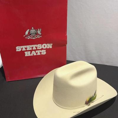 Stetson 5x Beaver Bone Felt Rancher Western Hat Size 7 3/8” in Original Box Never Worn 