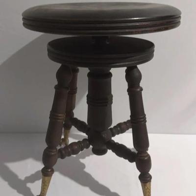 Antique Claw and Ball Foot Piano Stool Circa Late 1800s  