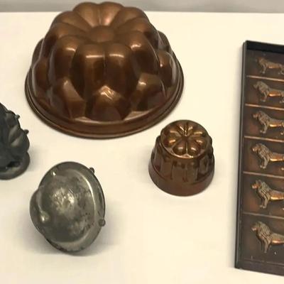 Antique Copper Gelatin Jello, Lion Chocolate Candy Molds, Peach Ice Cream and more SEE DESCRIPTION 