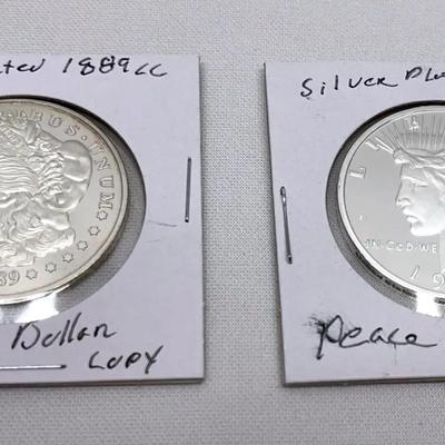 1889 CC Morgan and 1921 Peace Dollars Commemorative Gallery Beautiful Silver-Plated Proof Like 