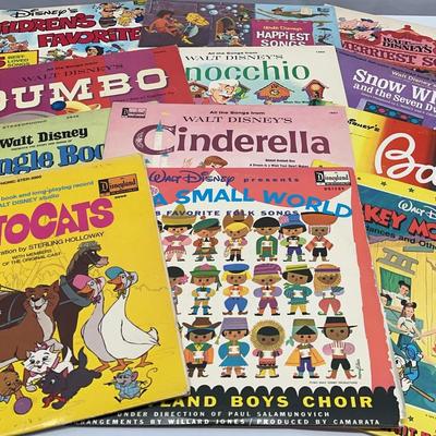 Vintage 1960s, 70s and 80s Walt Disney Vinyl LP Lot Jungle Book and more SEE DESCRIPTION
