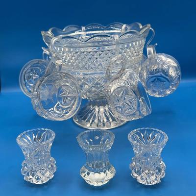 BN231 Elegant Punch Bowl + 6 Glasses + 3 Candle Holders