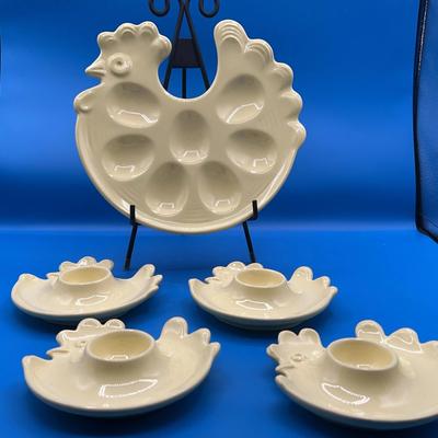 BN217 Waechtersbach Yellow Chicken Deviled Egg Tray + 4 Egg Plates