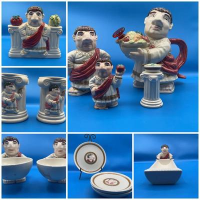 BN207 Fitz and Floyd Omnibus Caesar Roman Emperor dinnerware and decorative items 