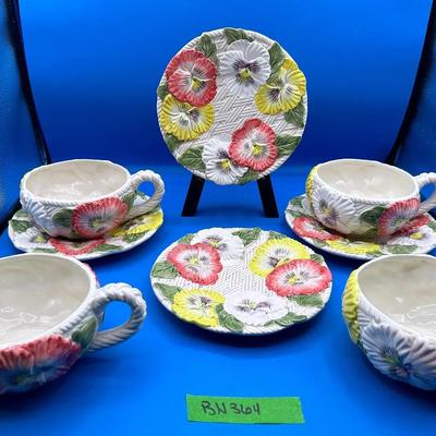 BN364 Fitz And Floyd Pansy Parade Ceramic Bowls/Plates
