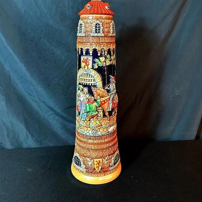 BN132 26” Tall Castle-Shaped West German Beer Stein 
