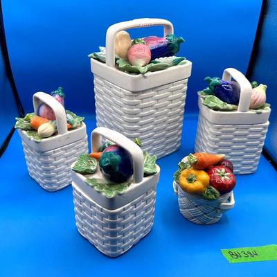 BN384 5 - Fitz and Floyd Kitchen Harvest Canisters 