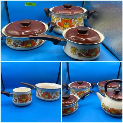 BN380 Sanko Ware Country Flowers Porcelain Steel Cookware