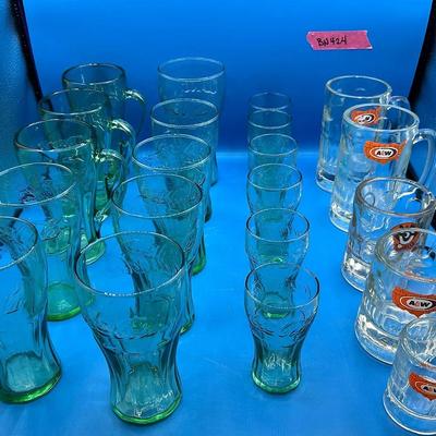 BN424 60’s - 70’s Era A&W Mugs & Classic Coco Cola Glasses