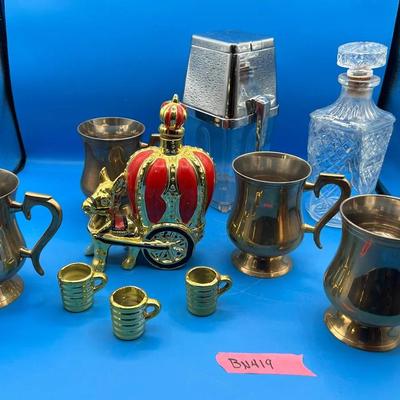 BN419 Metal Tankard Bar Mugs, Ice Crusher, & Decanters 