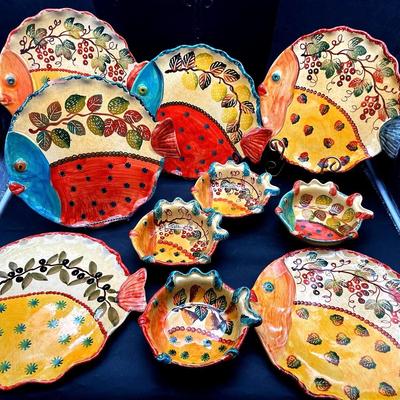 BN437 Italica ARS Hand Crafted & Painted Pottery Fish 