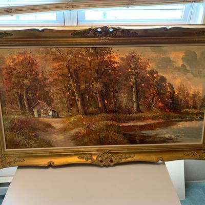 Beautiful large oil painting signed by Lewis
56x32