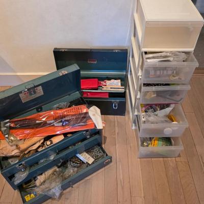 Tool boxes and household suc as nails, screws and more