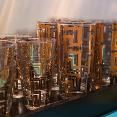 Georges Briard Greek Key glassware