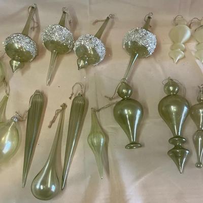 Hand Blown Glass Green Ornaments 