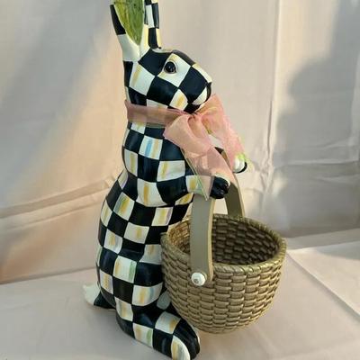 MacKenzie-Childs Courtland Check Rabbit With Nantucket Basket #1 