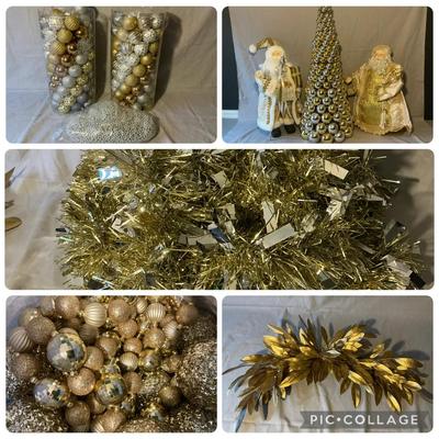 Gold & Silver Christmas Tree Trimmings & Decor