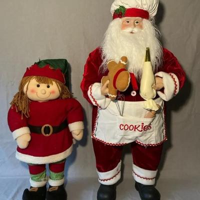 Cookie Chef Santa 35"h & Elf Girl 25"h