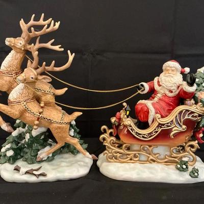 Ceramic Santa & Reindeer Figures (15 Inch)