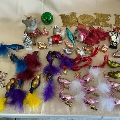 Hand Blown Glass Ornaments And Feathered Friends 