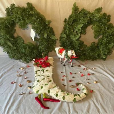 Patience Brewster White Poinsettia Stocking, Wreathes, & More