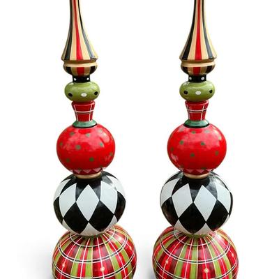 Two Harper Holiday Topiary 4 Ft Painted Lawn Decor Ornaments 