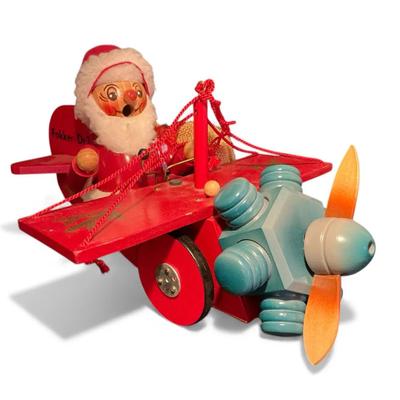 Steinbach Music Box Airplane Santa Smoker 