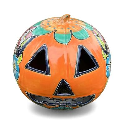 Mexican Talavera Style Ceramic Pumpkin Hand Painted 