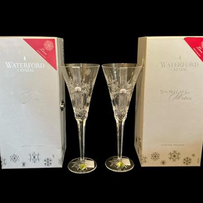 Waterford Crystal Snowflake Wishes 10 Inch Limited Edition Flutes 