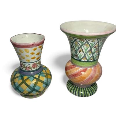 Two MacKenzie-Childs Vases (6.75 & 6 Inch)