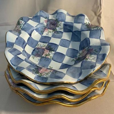 Mackenzie Childs Set Of 4 Morning Glory Ruffled Edge Bowls 9”