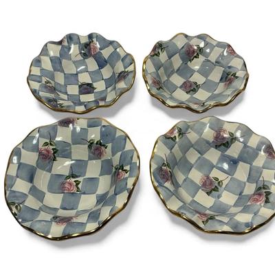 MacKenzie-Childs “Morning Glory” Set of Four Ruffled Small Bowls (5.5 Inch) (MBR128)