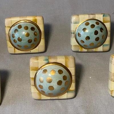 MacKenzie Childs Parchment Check Square Knobs Lot of 7 (MBR161)