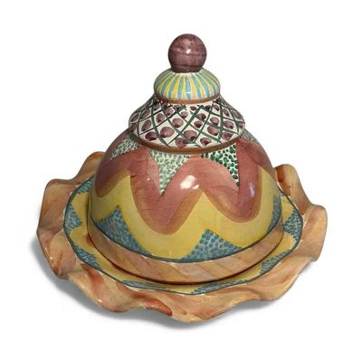 MacKenzie-Childs “Keukenhof” Lidded Cupcake Plate (Thin Crack) (12 Inch)