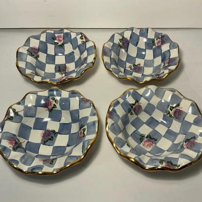 MacKenzie-Childs “Morning Glory” Set of Four Ruffled Small Bowls (5.5 Inch) (MBR126)