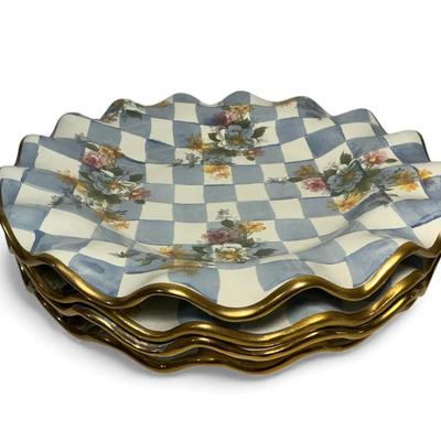 MacKenzie-Childs “Morning Glory” Set of Four Fluted Plates (11 Inch)